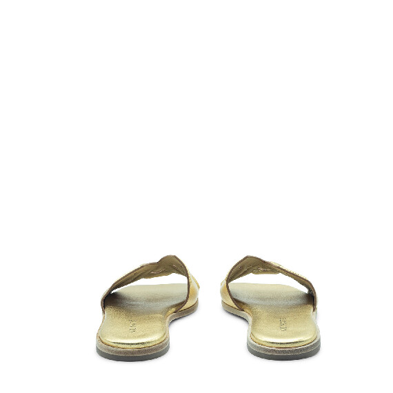Square open monogram gold slipper 